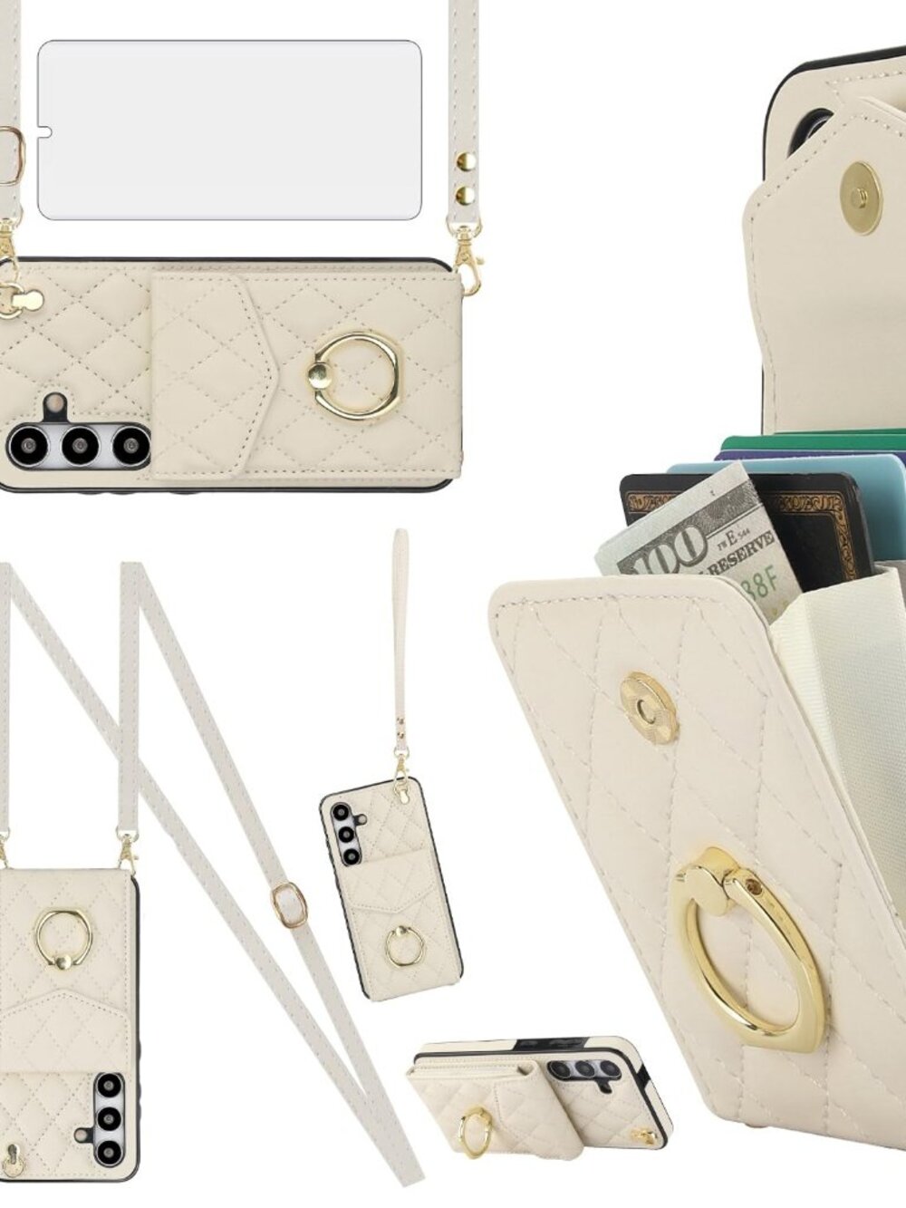 for Samsung Galaxy S24 Plus S24+ 5G Wallet Cover with Tempered Glass